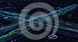 Futuristic Digital Data Visualization with Lines and Circles