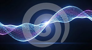 Futuristic Digital Data Wave Particle Mesh Abstract Background for Technology and Science Design