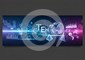 Futuristic digital design featuring geometric patterns,