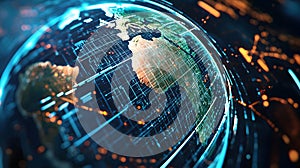 Futuristic Digital Earth Concept with Data Connections and Network Lines