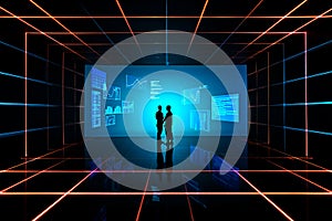 Futuristic Data Analysis and Technology Virtual Reality Background Digital Business