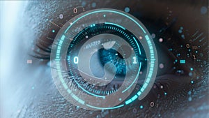 Futuristic Digital Eye with Advanced Scanning Interface Elements
