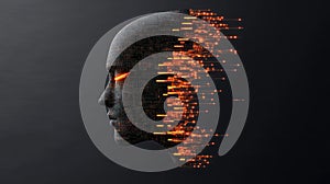 Futuristic Digital Face: Interconnected Nodes and Glowing Circuits Representing AI Data Analysis and the Convergence of