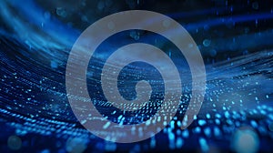 Futuristic digital flow illuminates innovation serene blue data stream background design