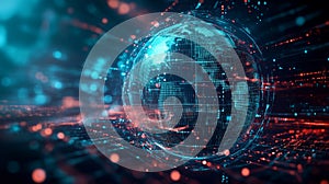 Digital Global Network Abstract Technology Background Futuristic World Map Data Visualization Design
