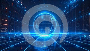 Futuristic Digital Globe and Data Center Network