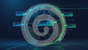 Futuristic Digital Globe with Data Visualization