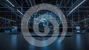 Futuristic Digital Globe with a Network of Connections