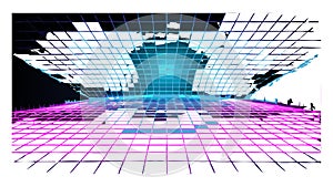 Futuristic Digital Grid Background: Sci-Fi Technology and Data Flow, vector design Generative AI