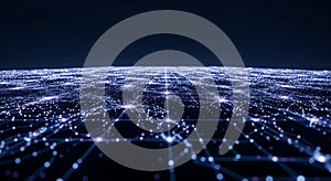 Futuristic digital grid visualizing data transfer