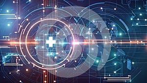 Futuristic Digital Healthcare Concept With Glowing Medical Cross