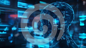 Futuristic Digital Humanoid Head Abstract Technology Concept