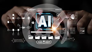 Futuristic Digital Interface for Artificial Intelligence Development with Data Flow, Analytics, and User Interaction
