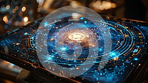 Futuristic Digital Interface With Blue and Orange Glow