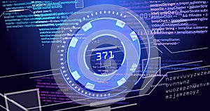 Futuristic digital interface with coding and data processing image