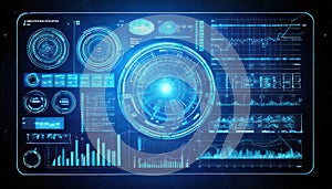 Futuristic Digital Interface with Data Visualizations