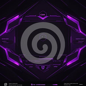 Futuristic digital interface design featuring angular geometric shapes with glowing