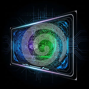 Futuristic digital interface design featuring a circuit board pattern