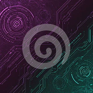 Futuristic digital interface design featuring intricate circuit patterns on a diagonal