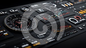 Futuristic digital interface displaying complex data analysis and real-time monitoring