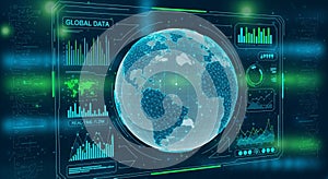 The globe suggesting data analysis or information processing