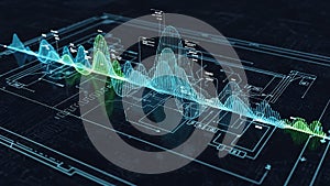 Futuristic digital interface displaying data charts and graphs Keywords: data, technology