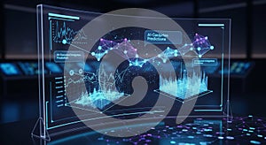 Futuristic digital interface displaying data visualization and network connections