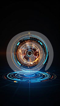 Futuristic Digital Interface Displaying Data Visualization and Technology