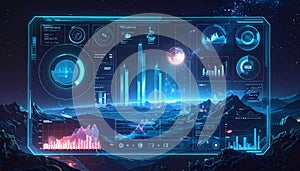 Futuristic Digital Interface Displaying Global Data and Analytics