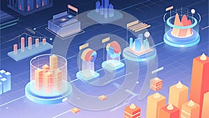 Futuristic Data Visualization Analysis Display Chart