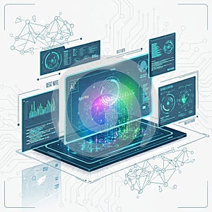 Geometric and circuit patterns emphasizing a high tech digital