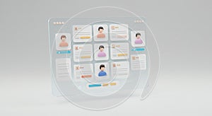 Futuristic digital interface featuring a semi-transparent rectangular screen with