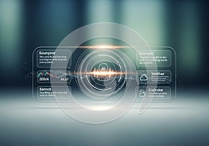 Futuristic digital interface featuring a transparent