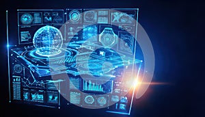 Futuristic Digital Interface with Globe and Data