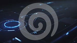 Futuristic Digital Interface with Glowing Blue Circle and Circuitry Lines technology