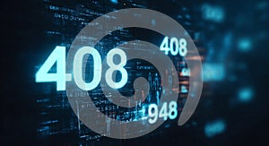 Futuristic digital interface with glowing blue numbers and data streams