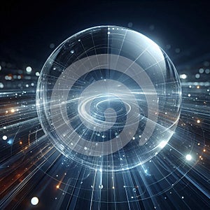 Futuristic digital interface with a glowing core symbolizing advanced technology