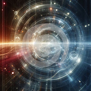 Futuristic digital interface with a glowing core symbolizing advanced technology