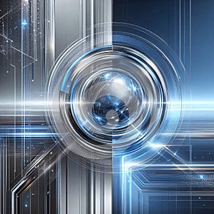 Futuristic digital interface with a glowing core symbolizing advanced technology