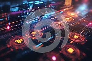 Futuristic Digital Interface - High-Tech Data Visualization for Technology and Innovation Generative AI