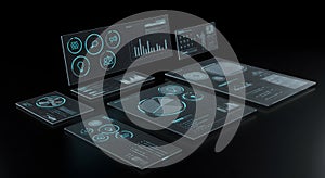 Futuristic Holographic Data Interface with Business Analytics