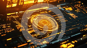 Futuristic digital interface showing data and glowing elements