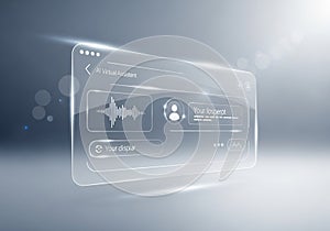 Futuristic digital interface with a transparent,