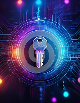 Futuristic digital key for cybersecurity access , World Password Day
