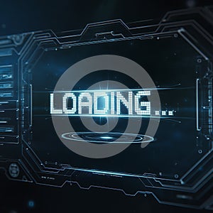 Futuristic Digital Loading Interface Screen Display