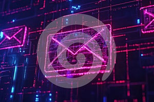 Futuristic Digital Mail Network Visualization