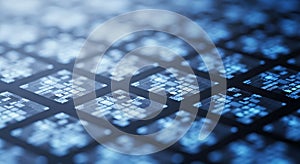 Futuristic Digital Microchip Grid Background