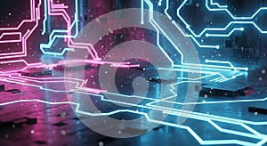 Futuristic Digital Neon Circuit Background