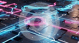 Futuristic Digital Neon Circuit Background