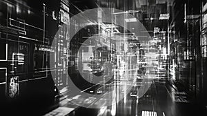 Digital network architecture creating abstract cyberspace data flow